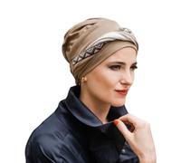 CAREBELL Turban oncologique/Modèle Confort/Design Brown Inca/Tissu en coton/Confortable, Respirant et Doux/Idéal pour la chimiothérapie et l'alopécie/Fabriqué à la main en Espagne