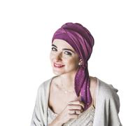CAREBELL Turban oncologique modèle Smooth - Design mauve doré, bambou doux et respirant, préformé et confortable pour chimiothérapie, alopécie et peau sensible