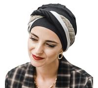 CAREBELL - Turban oncologique pour chimiothérapie/Modèle Elegance/Design Black Padded/Protection pour Alopécie/Confortable et Respirant/Tissu en bambou/Fabriqué à la main en Espagne.