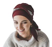 CAREBELL Turban oncologique Smooth Ikat Bordeaux en bambou pour la perte de cheveux Headwear