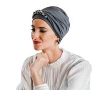 CAREBELL Turban pour perte de cheveux/modèle confort/design LEOPARD GREY/Idéal pour chimiothérapie et alopécie/Tissu en bambou/Fabriqué à la main en Espagne