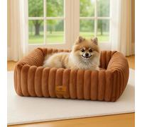 CareCooo Panier pour Chien Dehoussable Lavable, Lit Chien Duveteux Antidérapant Moyen (Marron, M(63x53x18cm))