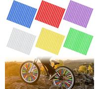 CAREDGO 72 Pièces Réflecteur de Rayon de Vélo, Rayon Vélo Lumineux 75mm Couverture de Rayon Vélo Couvre Rayon Velo en ABS Réflecteurs pour Roues de Vélo 6 Couleurs pour Vélo Poussette VTT