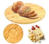 CAREDGO Plateau de Service Rotatif en Bambou, Plateau Tournant en Bambou Assiette de Service Tournante 360° Plateau Tournant en Bois Naturel Assiette Tournante pour Fromage Pizza(Diamètre 35 cm)