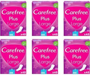 Carefree 6 x 48 coussinets de culotte plus grands avec un parfum frais super absorbant pour contenir vos liquides en un clin d'œil