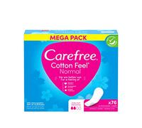Carefree Cotton Feel Protège-slips normaux perméables à l'air, sans parfum, taux d'absorption deux, taille normale, lot de 76