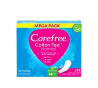 Carefree Cotton Feel Protège-slips perméables à l'air normal, parfum aloe vera, taux d'absorption deux, taille normale, lot de 76