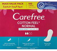Carefree Cotton Fresh Scent Lot de 100 protège-slips 100% respirants pour un confort quotidien, idéal pour protection légère et fraîcheur, taille normale