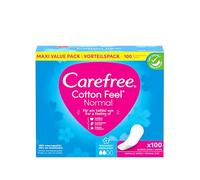 Carefree Lot de 100 protège-slips Cotton Feel Normal avec parfum frais, 100% respirants pour une sensation de fraîcheur longue durée, Taille normale