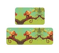 Carefree Lot de 2 tapis de cuisine antidérapants pour cuisine, buanderie et entrée Motif singe