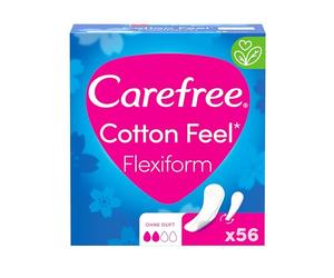 CAREFREE Lot de 5 protège-slips Cotton Feel Flexiform (5 x 56 pièces) 100% respirants pour donner une sensation de confort, de sécheresse et de fraîcheur, taille normale
