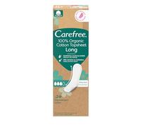 Carefree Organic Long Lot de 24 protège-slips sans parfum en 100% coton certifié et sans parfum, noyau super absorbant