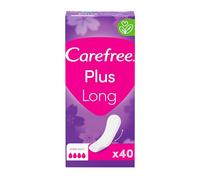 Carefree Plus Long Lot de 40 protège-slips avec noyau amélioré ultime, sans parfum, absorption quatre, taille L, extra long, lot de 40