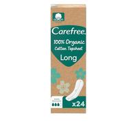 Carefree Salvaslip 100% coton biologique long, protège-slips en coton respirant pour femme extra long pour peaux sensibles, protège-slips quotidiens sans parfum et super absorbants, 24 protège-slips