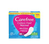 Carefree Protège-slips normaux en coton avec parfum 100% respirant Aloe Vera pour une fraîcheur durable, taille normale