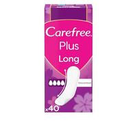 Carefree Salvaslip Plus Long sans parfum, protège-slip femme extra long avec protection 5in1 pour 8h de sensation de sec, absorbants sans parfum ultra fins pour un usage quotidien, 40 protège-slips