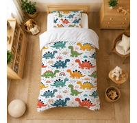 Caregchrisj Housse de Couette 90x190cm Enfant - Thème Dinosaures Parure de Couette Garçon - Multicolore Microfibre Parure de Lit 1 Personne avec Fermeture Eclair + 1Taie d'oreiller 40x60cm