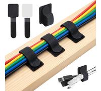 Carehabi 100 pièces de supports de cable management, 30 x 90 mm, pour la attache cable sur le bureau, attaches Velcro réutilisables avec fixation ultra-résistante, passe cable en nylon réglables