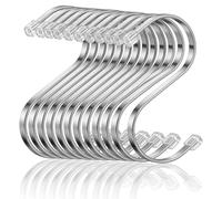 Carehabi 12 Pièces Crochets en S en Acier Inoxydable Crochet Cuisine Crochet Inox Multifonctions pour Cuisine, Salle de Bain, Chambre et Bureau