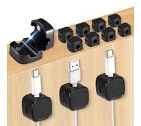 Carehabi 12 Pièces Supports de câbles magnétiques - Organisateur de câbles Autocollant pour Bureau, Table de Chevet, Chargeur, écouteurs, etc.