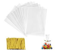Carehabi 200 Pièces Sac Plastique Tansparent OPP Pochette Sachet d'emballage Cellophane Biscuit Bonbons Chocolats Perles Bijoux Cadeau (12 * 17cm)