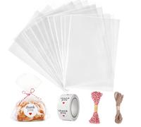 Carehabi 200pcs Sac Plastique Tansparent OPP Pochette Sachet d'emballage Cellophane Biscuit Bonbons Perles Bijoux Cadeau (15 * 20cm)