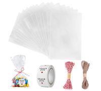 Carehabi 200pcs Sac Plastique Tansparent OPP Pochette Sachet d'emballage Cellophane Biscuit Bonbons Perles Bijoux Cadeau (10 * 15cm)