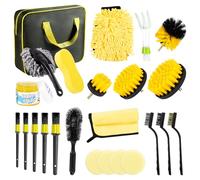 Carehabi 24 PCS Kit Nettoyage Voiture Brosse Voiture Nettoyage Voiture Interieur Pinceau Detailing Auto pour Jantes Baignoire Carrelage Cuisine Canapé