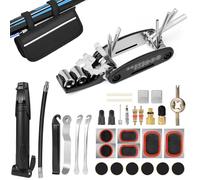 Carehabi 39 PCS Kit Reparation Velo Kit Crevaison Velo Outil Multifonction 16 en 1 Kit Reparation Pneu Velo pour Bicyclette VTT Cyclisme