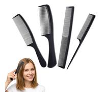 Carehabi 4 Pièces Peignes à Cheveux Professionnel, Peigne de Coiffure Antistatique, Peigne à Queue et Peigne à Dents Larges, Kit de Peigne Cheveux pour Femmes, Hommes et Salons, Noir