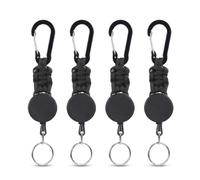 Carehabi 4 Pièces Porte Clef Retractable, 70 cm avec Renforcé et Résistant, Extensible pour Porte-cartes, porte-badge d'identité