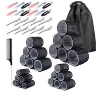 Carehabi 50 Pièces Heatless Curling, Rouleaux, Bigoudis Magiques avec 24 Pinces à Cheveux pour Tous Les Cheveux Courts, Moyens Ou Longs