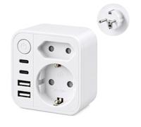 Carehabi 6 en 1 Multiprise avec 2 USB A et 2 USB C | 17W PD Prise multiple et bloc prise compact. Une multi prise électrique idéale pour la maison, le bureau et les voyages