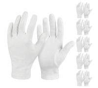 Carehabi 6 Paires Gants Coton Gants Blancs Gants de Protection Hydratants 100% Coton pour Mains Sèches（Taille L）