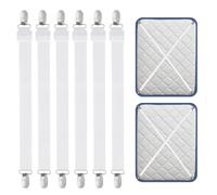 Carehabi 6 Pièces Tendeur Drap Housse,55-250CM Tendeurs De Drap RéGlables pour Drap De Lit,Attache pour draps, Matelas, Planche à Repasser ou canapé Blanc