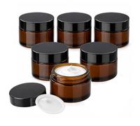 Carehabi 6 Pots à Crème Vides en Verre Ambré 30 ml avec Couvercle