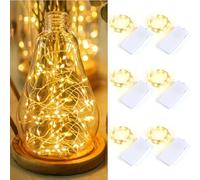 Carehabi 6x Guirlande Lumineuse LED Rechargeable USB-C (Batterie Amovible) - 2m 20 LED Mini Guirlande Fil Argenté, Blanc Chaud 2700K - Déco Chambre, Table, Noël, Mariage, Bocal - Guirlande à Pile