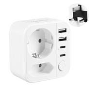 Carehabi Adaptateur de Voyage Britannique avec 2 USB C + 2 USB-A, Adaptateur de Prise de Voyage pour Irlande, Royaume-Uni