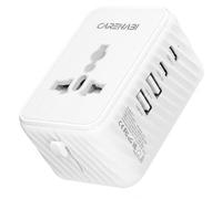 CAREHABI Adaptateur Prise Universelle avec 2 USB-C & 2 USB-A Ports | 5-en-1 International Fiche, Universel AC Sortie pour 200+ Pays, Portable Voyage Chargeur pour Europe, UK, USA, Croisière