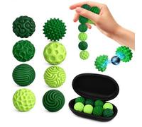 Carehabi Balles Magnétiques Anti-Stress 8 Boules Sensorielles en Silicone avec Textures Différentes Balle Antistress Balle Sensorielle Tactiles de Relaxation avec Étui pour Gestion du Stress TDAH Auti