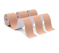 Carehabi - Bande de kinésiologie de sport pour les muscles, 5 m x 5 cm, 3 rouleaux Beige étanche & élastique