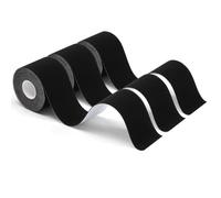 Carehabi Bande de kinésiologie de sport pour les muscles, 5 m x 5 cm, bande de kinésiologie étanche & élastique pour le sport, 3 rouleaux (1 x Noir, 1 x Noir, 1 x Noir)