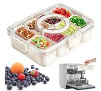 Carehabi Boîte à goûter avec 8 compartiments, assiette à collation avec couvercle et poignée, organisateur pour collations, bonbons, noix, fruits, épices, pour fêtes, pique-niques, voyages, passe au