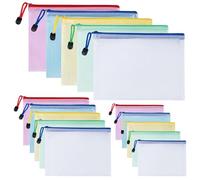 Carehabi bunte Dokumententasche A3+A4+A5, 15Pcs Wasserdichte Document Case, Mesh Beutel mit Reißverschluss, Datei Zipper Tasche Mesh Kunststoff Reißverschlusstasche für Dokumente, Kosmetika(3 Größen)