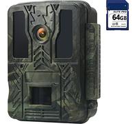 Carehabi Caméra de Chasse 4 K 24 MP 28 m Vision Nocturne Caméra de Chasse Vision Nocturne IP67 Étanche 0,2 s déclencheur Rapide pour caméra Sauvage avec Carte SD 64 Go 46 pièces 940 nm LED IR