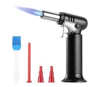 Carehabi Chalumeau de Cuisine, Flamme Réglable Chalumeau avec Verrouillage de Sécurité, Rechargeable Briquet Chalumeau Pour la Cuisson, la Pâtisserie, le Barbecue, le Camping (Gaz Butane non Inclus)