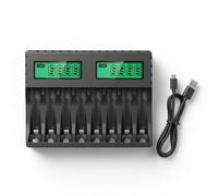 Carehabi Chargeur de Piles Rechargeables AA AAA 8 Slots, Chargeur Accu Rapide avec Écran LCD et USB-C, Chargeur Intelligent pour Pile Rechargeable AA/AAA Ni-MH (1.2V)