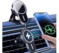 Carehabi Chargeur Voiture Noir 15W Chargeur sans Fil Voiture Rotation 360° Chargeur Voiture Convient à l'iPhone 15/14/13 Huawei Xiaomi etc.