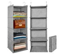 Carehabi Etagere Suspendue Rangement Suspendu Armoire de Rangement Suspendue avec 4 Compartiments Lavable Organisateur Suspendu Pliable et Gain de Place Système de Rangement 29x29x84cm Gris 2 Pièces