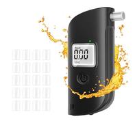 Carehabi Ethylotest Electronique Ethylometre Portable Ethylomètre Numérique avec Ecran LCD Doté de Lampes d'urgence LED pour Un Usage Personnel et Professionnel avec 20 Embouts